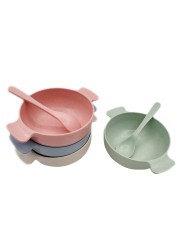 2pcs Baby Feeding Cutlery Set Eco-friendly Wheat Straw Infant Plate Children Dish Utensils Kids Anti-hot Training Bowl Spoon