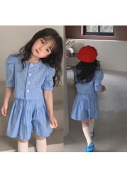 Girls clothing sets 2022 summer chiffon top shorts 2pcs children's clothing for girls kids casual suits blouses T-shirt + short pants