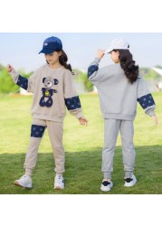 WKPK New Spring Autumn Girl Casual Clothes Sets 4-18 Years Students Outdoor Tracksuit Fashion Comfortable Family Kids Clothes