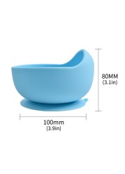 Baby Silicone Bowl Feeding Tableware Children Suction Bowl Plate Wooden Handle Silicone Spoon Dish Set For Baby Kitchen Utensils