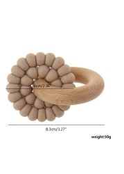 Baby Silicone And Natural Wooden Teether Ring Infant Bangle Teether Toys Develop Sensory Skills Montessori Toy