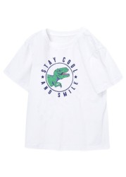 2022 Fashion Boys and Babies' Short Sleeve T-shirt Boys T-Rex Crewneck Dinosaur T-shirt Cotton Tops Tees Summer Clothes