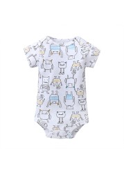 Cartoon Monster Baby Newborn Clothes Newborn Baby Clothes Short Sleeve Cotton Onesex Unisex Bodysuit 2021 5pcs/set