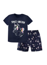 2022 Dinosaur Unicorn Panda Children's Clothing Summer Boys and Girls Clothes Teenagers Kids Suits Boys Sets Girls Outfits