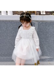 Baby Girls Christmas Dress Summer Birthday Party Princess Dress Long Sleeve Floral Dresses For Girls