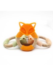 Cartoon Animal Baby Teether Food Grade Silicone Beads Rattle Molar Soother Nursing Teething Chew Toy Bathing Gifts For Newborns