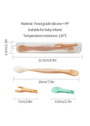 3 in 1 Baby Silicone Spoon and Fork Double-headed Fruit Squeezer Newborn Scraping Spoon Children Food Baby Feeding Tools Baby Spoon