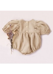 0-18M Baby Girl Cotton Pants Solid Color Long Sleeve Romper Spring Jumpsuits Infant One Piece Newborn Baby Girl Clothes