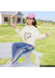 KWVW Girl Clothes Spring Autumn Kids Fashion Tracksuit 4-18 Years Two Pieces Sets T-shirt Pants Comfortable Teenagers Tracksuit