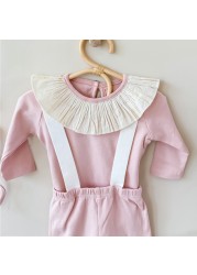 3pcs/set Newborn Baby Girl Clothes Infant Outfits Autumn Spring Baby Girl Romper + Overall Pants Girl Clothing Sets