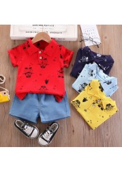 2022 kids clothes suit summer children boy girl full printed T-shirt shorts 2pcs/sets infant children clothing 1 2 3 4 years