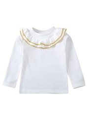 2021 New Autumn Baby Girl Long Sleeve Cotton T-Shirts Kids Solid Printed Tops Tees Casual Blouse 2-8Y