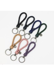 New Fashion Sheepskin Key Chain for Car Keys Clip Ring Women Weave Leather Key Holder Organizer Top Quality Men's Key Ring