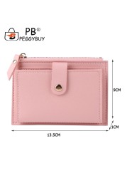 Fashion Women Solid Color Multi Slot Credit Card Holder Portable PU Leather Mini Coin Purse Multifunction Zipper Wallet