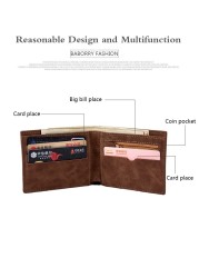 Men's PU Leather Short Wallet Multifunction Wallet Men Zipper Coin Purse Small Money Clip Wallet