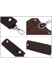 Portable High Quality Leather Key Case Double Snap Button Handmade Durable Simple Practical Color