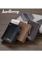 New Men Wallets New Fashion Card Wallet Multifunction Leather Mini Wallet For Male Zipper Wallet With Coin Pocket