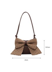 Women Bag PU Leather Big Bow Design Crossbody Shoulder Bag Lady Fashion Zipper Trend Exquisite Small Retro Tote Handbags