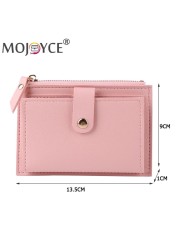 Fashion Women Solid Color Multi Slot Credit Card Holder Portable PU Leather Mini Coin Purse Multifunction Zipper Wallet