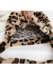 2021 Autumn Winter Female Plush Portable Women Handbag Vintage Animal Print Shoulder Bags Travel Bags