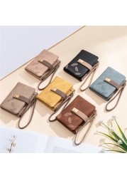 Engraved Leaves Small Wallet Women Wristlet Brand Women Purse Soft Pu Leather Ladies Wallet Card Holder Mini Girl Purse Clutch