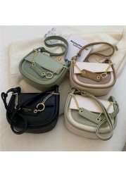 Burminsa Small Saddle Shoulder Crossbody Bags for Women Brand Designer Half Circle Flap Armpit Soft Ladies Handbags Spring 2022