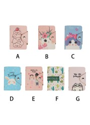 Women Cartoon Print Portable Credit Card Bag Passport Case PU Leather 20 Bit Large Capacity Multifunctional Business