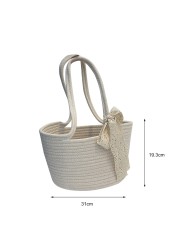 Elegant Ladies Straw Tote Bags Ladies Vacation Beach Casual Tote Fashion Handbag Vintage Shoulder Bag Straw Shoulder Bag