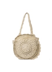 summer woven shoulder bag woman beach circular straw hand knitting large capacity shopper handbag travel shopping bag women bag