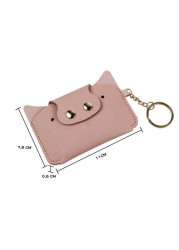 Creative Card Holder Cartoon Simple Animal Piggy Shaped PU Leather Kawaii Small Wallets Keychain Coin Purse ID Card Bag for Girls