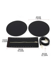 4pcs/set Bag Bottom Shaper Base Round Artificial Leather Wallet Insert Strap Zipper for DIY Sewing Crochet Handbag