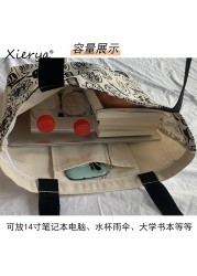 Xierya Canvas Bag Female Large Capacity Student Bag Canvas Bag Shoulder Bag New Fashionable Clothes Bag Women Tote Bag Chinese Style