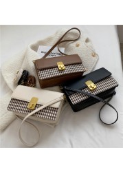 Burminsa Stylish Plaid Small Armpit Shoulder Crossbody Bags for Women Brand Designer Turn Lock Flap Ladies Handbags Spring 2022