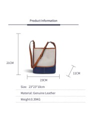 Cowhide and Canvas Patchwork Genuine Leather Bag Women Shoulder Bags Vintage Crossbody Luxury Designer Handbags Bolsos Para Mujer