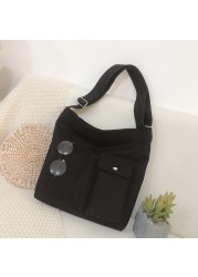 المرأة حقيبة 2021 الإناث حمل قماش بسيط لينة موضة رسول Bolsas جودة المتسوق Crossbody جديد مصمم حقائب كتف