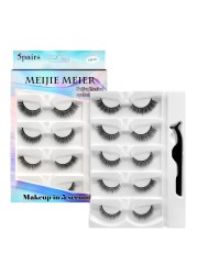 5 Pairs - Reusable Self Adhesive False Eyelashes With Adhesive Tape Natural Waterproof Eye Lashes To Wear No Glue Needed