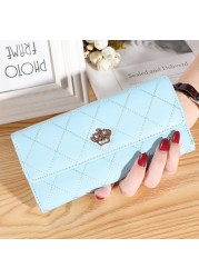 New Women Wallet Lady Clutch Leather Patterned Hasp Female Wallets Long Length Card Holder Phone Bag Money Coin Pocket Ladies Purses