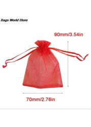 100pcs/lot Organza Jewelry Bag Tulle Drawstring Bag Jewelry Display Packaging Jewelry Pouches Wedding Gift Jewelry Display