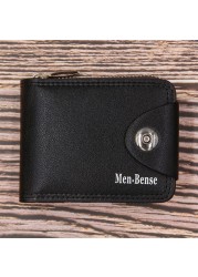 Men's short wallet casual carters short wallets pu leather male hombre luxury small zipper coins bag cartera hombr men gift