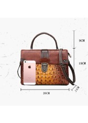 OYIXINGER Vintage Bag Retro Crocodile Luxury Shoulder Bag 2022 New Genuine Leather Handbag Women Hand-painted Crossbody Bags