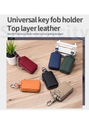 2022 New Genuine Leather Car Key Holder For Men Unisexl Keys Bag Men Leather Key Bag Women Zipper Key