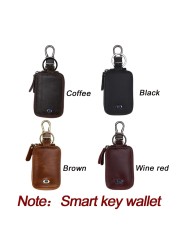 Smart Bluetooth Compatible Tracker Genuine Leather Wallet Keys Organizer Men Smart Car Holders Housekeeper Keychain Men