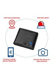 Anti-lost Bluetooth Tracker Wallet Leather Man Card Holder Free Engraving Men Gift for Father Christmas