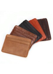 GENODERN Women and Man Genuine Leather Card Case Cowhide Slim Card Wallet Small Thin Card Package