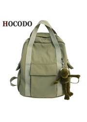 HOCODO New Solid Color Women's Nylon Waterproof Backpack Simple School Bag For Teen Girl Shoulder Travel Backpack School Backpack