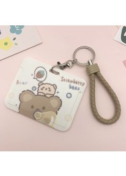 New Women Card Holder Lanyard ID Badge Card Holders Girls Cute Bear Bank Certificate Photocard Name Card Cover Female