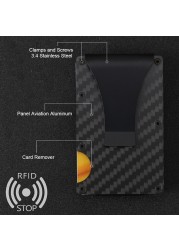 Rfid Carbon Fiber Mini Wallet Men Small Wallet Slim Thin Smart Pocket Card Wallet