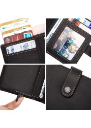 Short RFID Men Thin Bank Wallets Credit Card Holder Slim Male Nut Zipper Hasp Purse Genuine Leather Passport Travel Bags