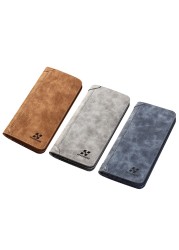 New Fashionable Men's Leather ID Credit Multiple Card Holder Clutch Coin Long Retro Wallet Slim Vintage Frosted Wallet Pockets