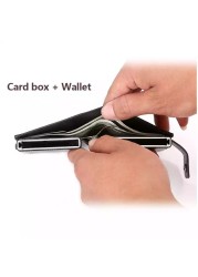 Double Box Rfid Credit Card Holder Aluminum ID Card Holder Business Card Holder Fashion Wallet Metal Leather Visit Pocket